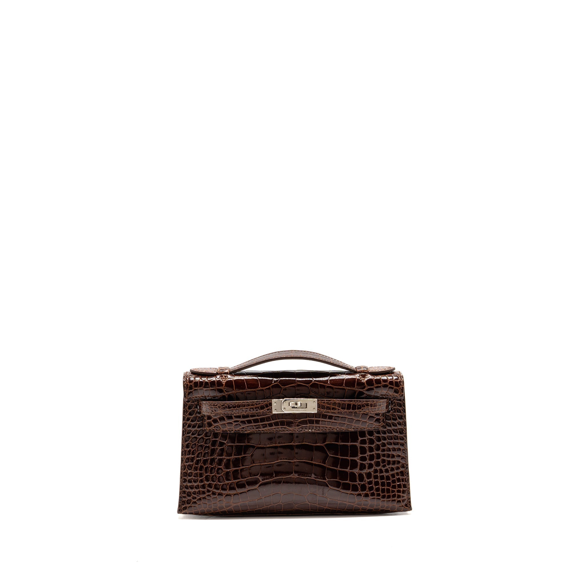 HERMES KELLY POCHETTE SHINY ALLIGATOR MISSISSIPPIENSIS 33 MIEL SHW SQUARE M