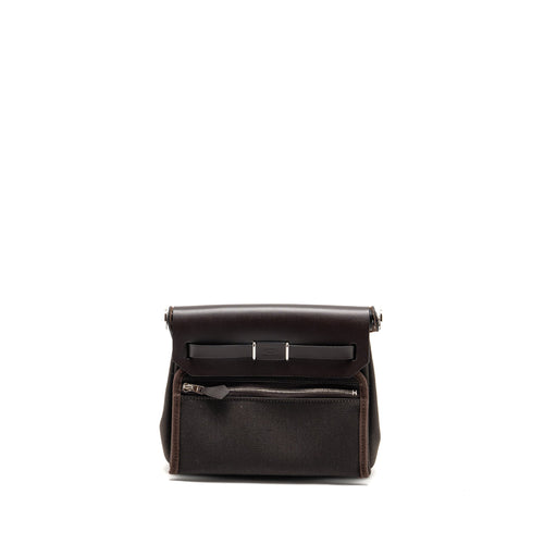 Hermes Herbag Mini Canvas/Hunter Leather Ebene SHW