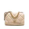 CHANEL MAXI 19 BAG GOATSKIN BEIGE MULTICOLOR HARDWARE
