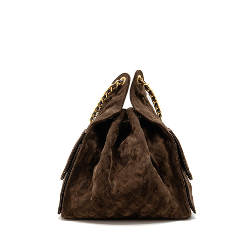Chanel Medium 25 bag suede leather brown GHW (microchip)