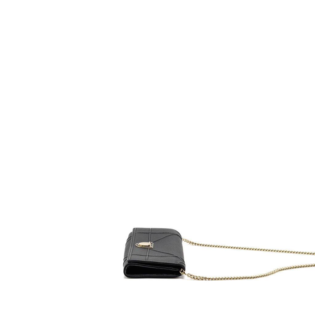 DIOR DIORAMA WALLET WITH CHAIN CALFSKIN BLACK GHW