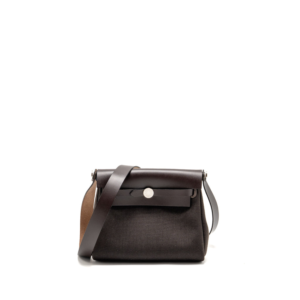 Hermes Herbag Mini Canvas/Hunter Leather Ebene SHW