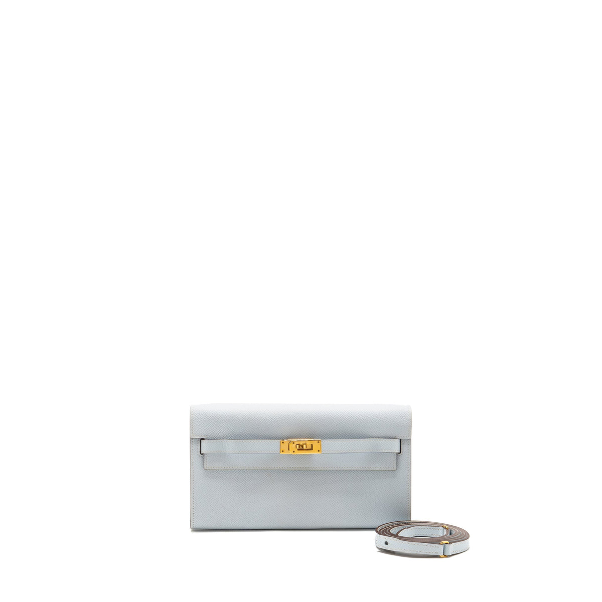 Hermes Classic Kelly to Go Epsom Blue Brume GHW