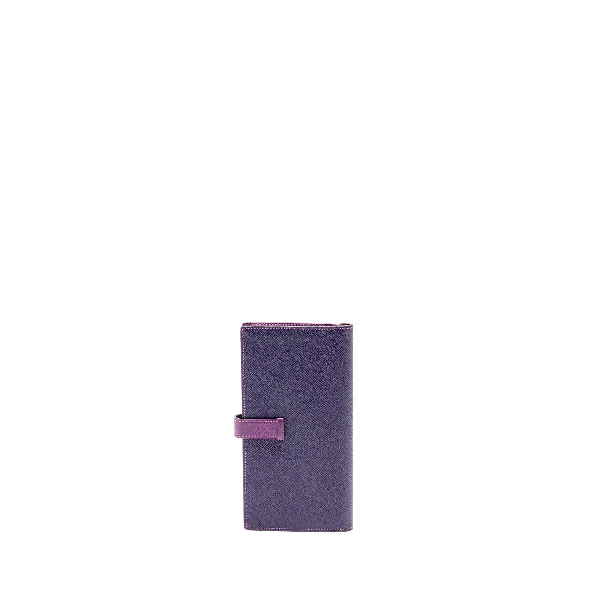 HERMES BEARN WALLET SPECIAL ORDER EPSOM PURPLE/MULTICOLOUR GHW