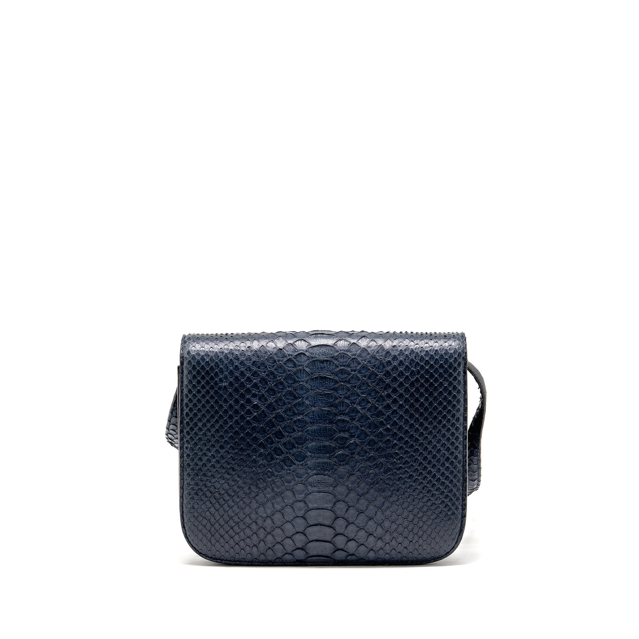 CELINE MEDIUM CLASSIC BOX BAG PYTHON NAVY GHW