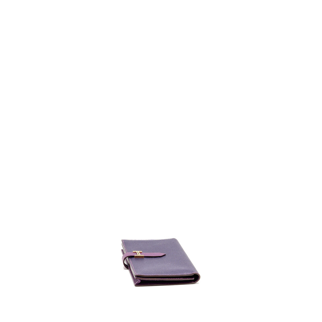 HERMES BEARN WALLET SPECIAL ORDER EPSOM PURPLE/MULTICOLOUR GHW
