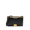 CHANEL NEW MEDIUM BOY BAG CAVIAR BLACK GHW (MICROCHIP)