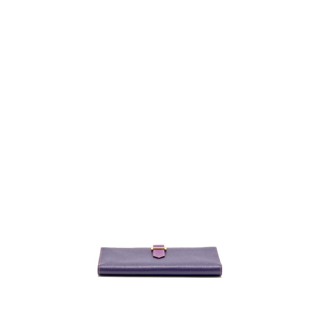 HERMES BEARN WALLET SPECIAL ORDER EPSOM PURPLE/MULTICOLOUR GHW