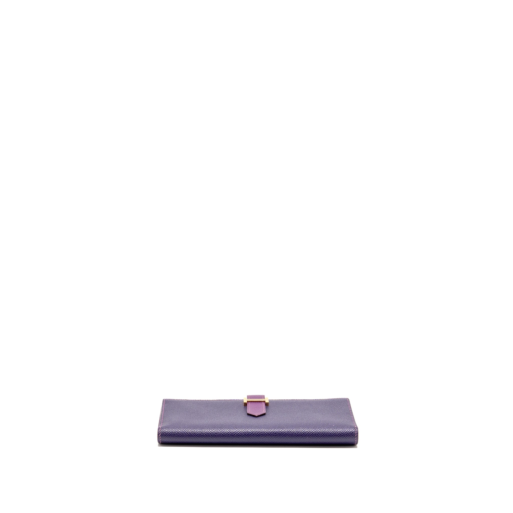 HERMES BEARN WALLET SPECIAL ORDER EPSOM PURPLE/MULTICOLOUR GHW
