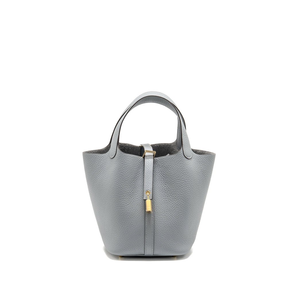 HERMES PICOTIN 18 LOCK BAG CLEMENCE GRIS PANTIN LGHW