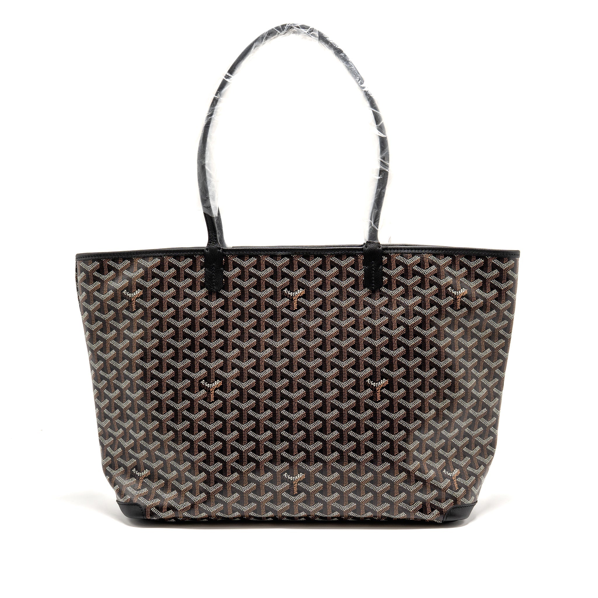 GOYARD ARTOIS MM HANDBAG GOYARDINE CANVAS/CALFSKIN BLACK SHW