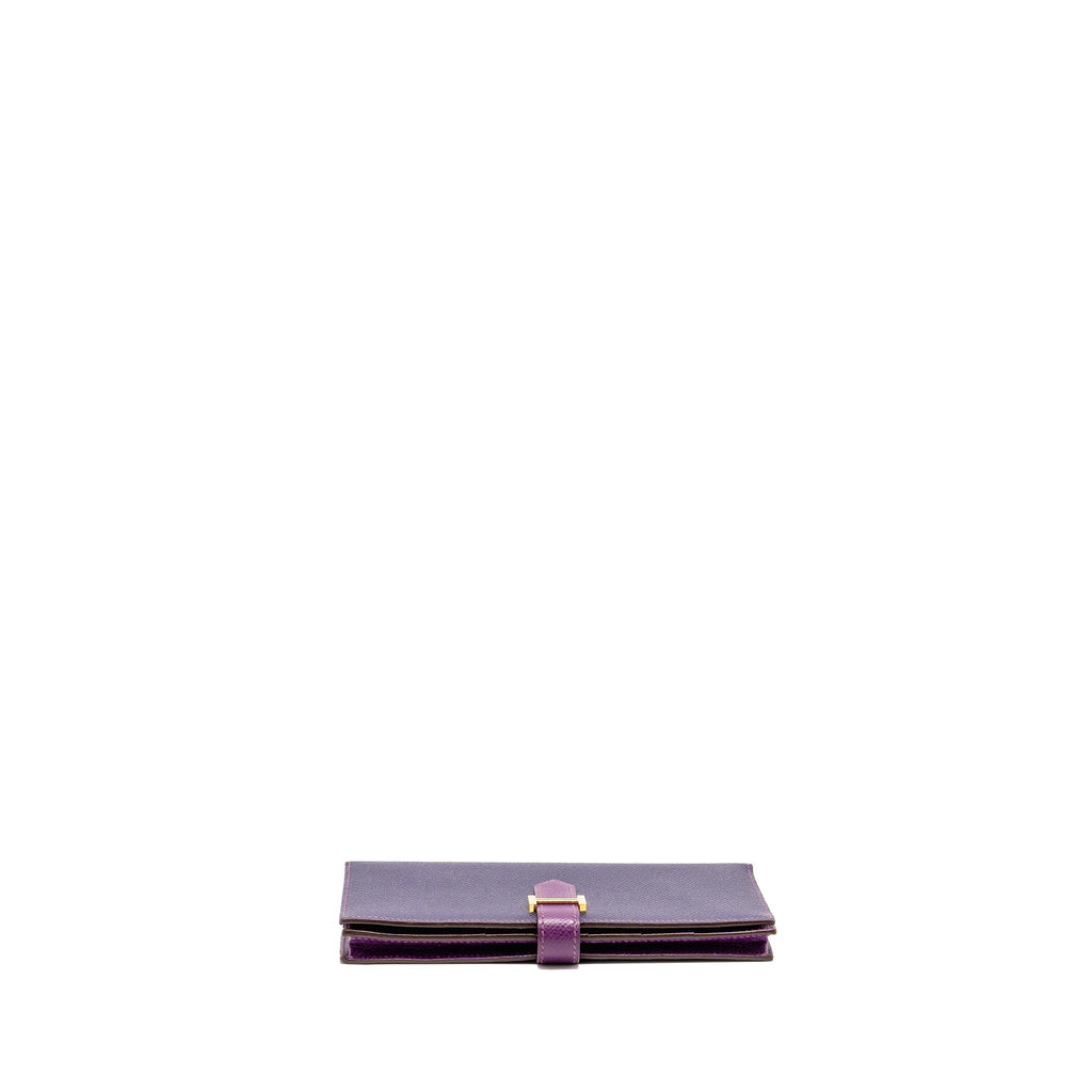 HERMES BEARN WALLET SPECIAL ORDER EPSOM PURPLE/MULTICOLOUR GHW