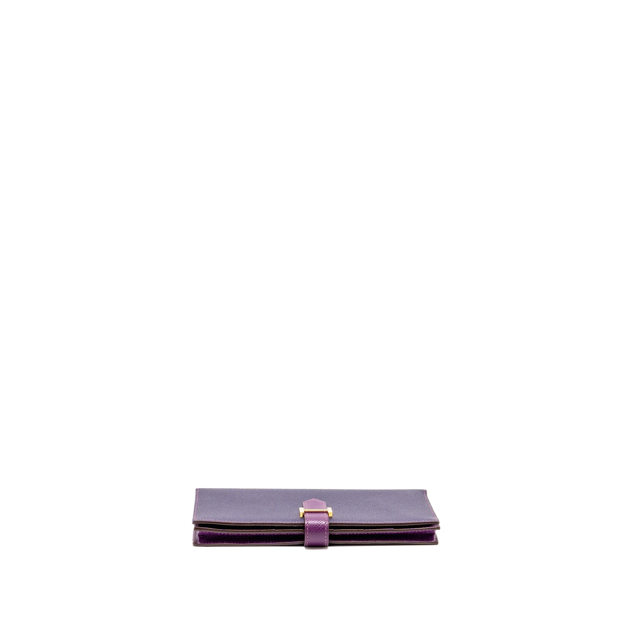 HERMES BEARN WALLET SPECIAL ORDER EPSOM PURPLE/MULTICOLOUR GHW