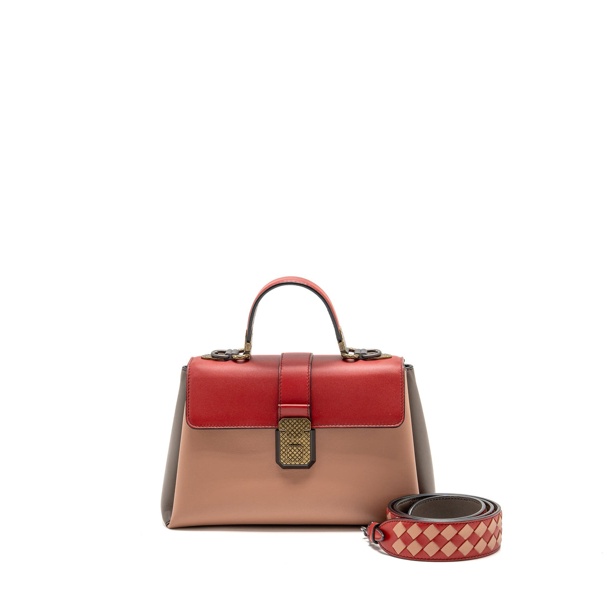 Bottega Veneta Top Handle Piazaa Bag Smooth Leather Multicolour with Multicolour Hardware