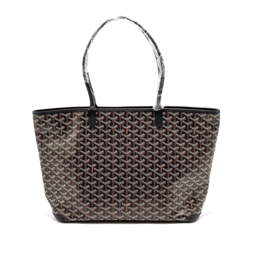 GOYARD ARTOIS MM HANDBAG GOYARDINE CANVAS/CALFSKIN BLACK SHW