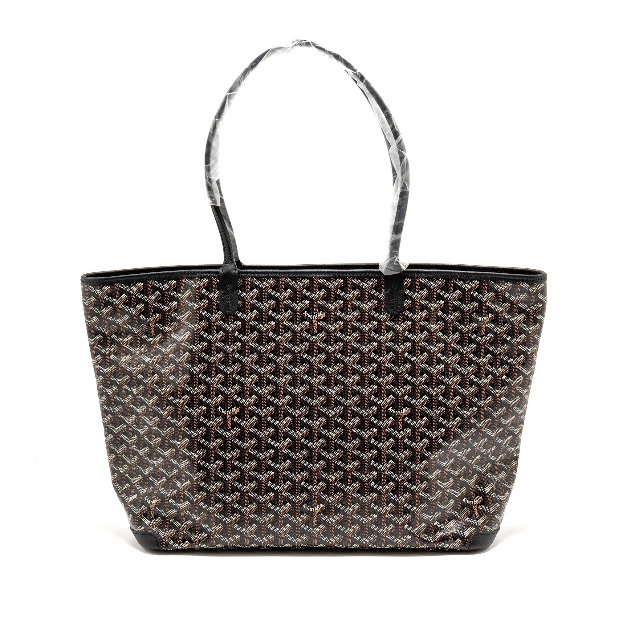 GOYARD ARTOIS MM HANDBAG GOYARDINE CANVAS/CALFSKIN BLACK SHW