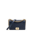 CHANEL MEDIUM BOY BAG CAVIAR NAVY LGHW