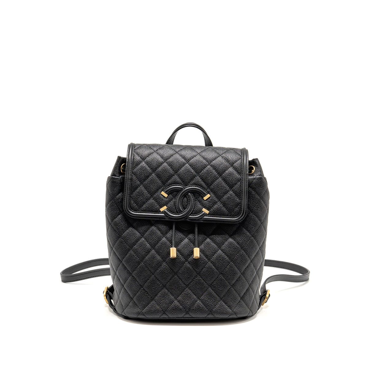 Chanel CC Filigree Backpack Caviar Black GHW