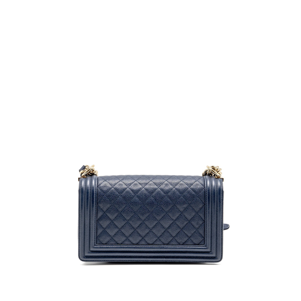 CHANEL MEDIUM BOY BAG CAVIAR NAVY LGHW