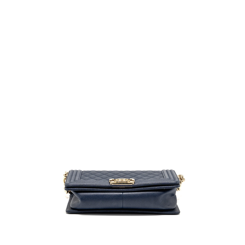 CHANEL MEDIUM BOY BAG CAVIAR NAVY LGHW