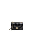 CHANEL MINI RECTANGULAR FLAP BAG CHEVRON LAMBSKIN BLACK LGHW