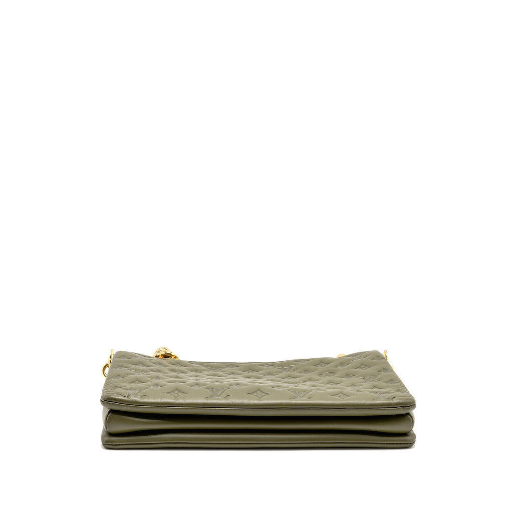 LOUIS VUITTON COUSSIN MM MONOGRAM-EMBOSSED PUFFY LAMBSKIN KHAKI GHW