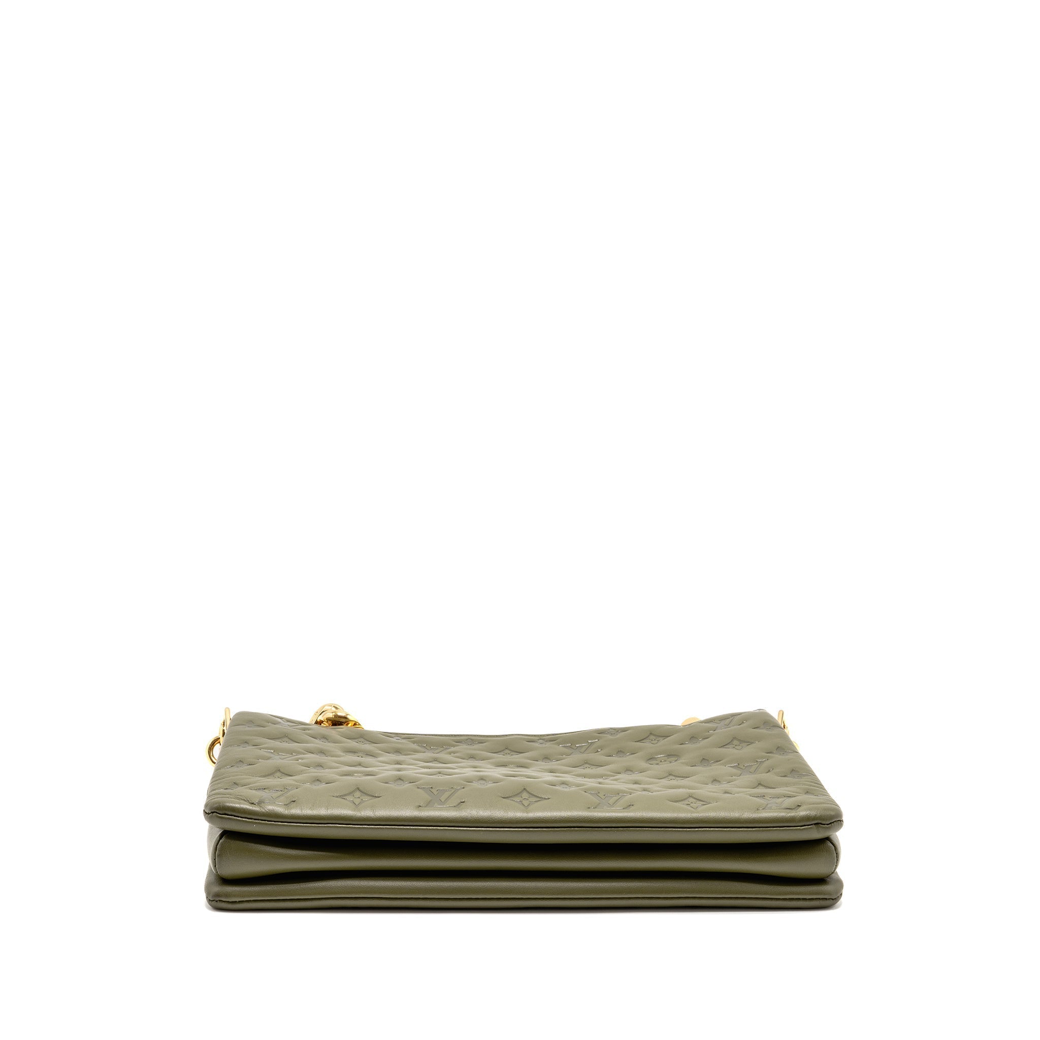 LOUIS VUITTON COUSSIN MM MONOGRAM-EMBOSSED PUFFY LAMBSKIN KHAKI GHW
