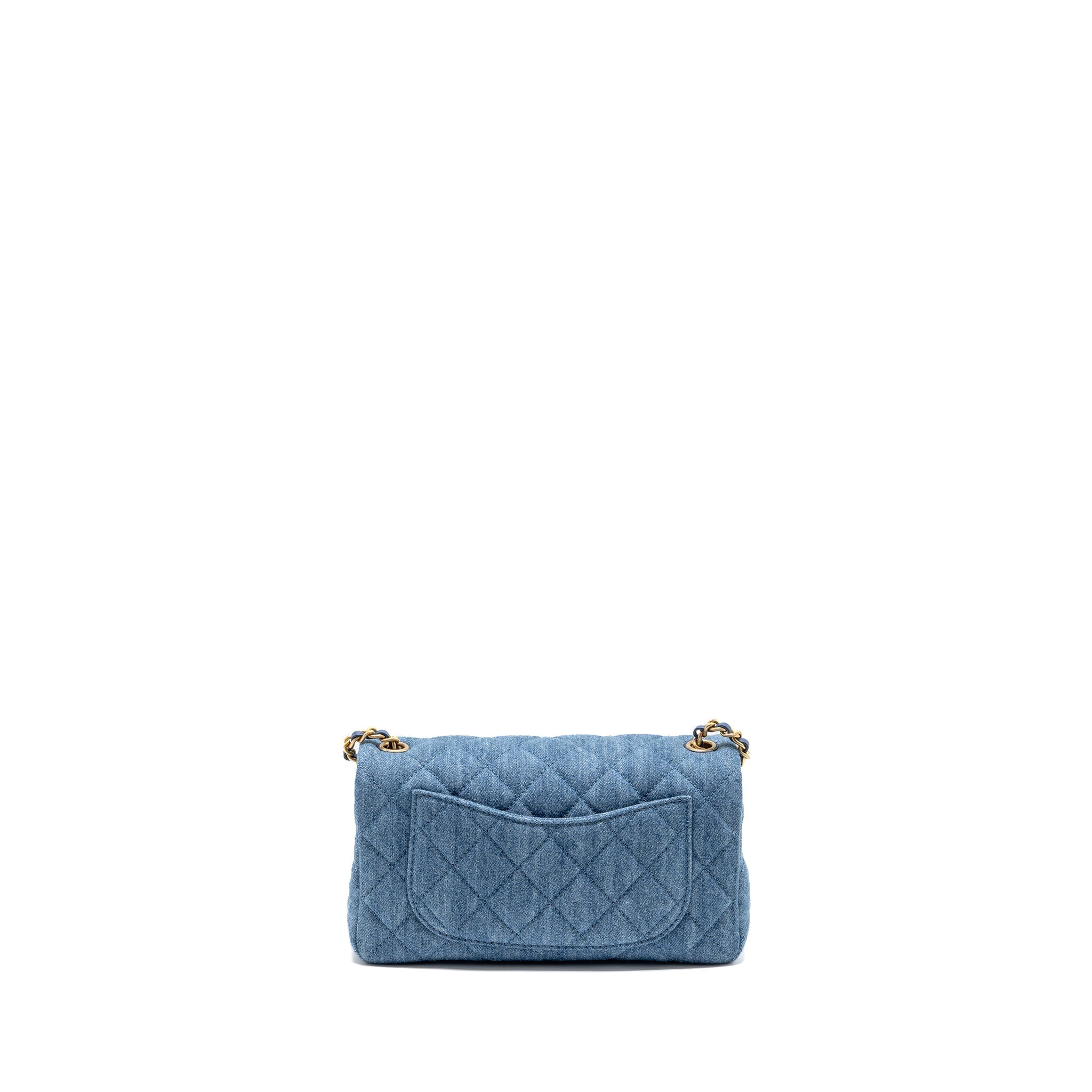 CHANEL PEARL CRUSH MINI RECTANGULAR FLAP BAG DENIM BLUE GHW (MICROCHIP)