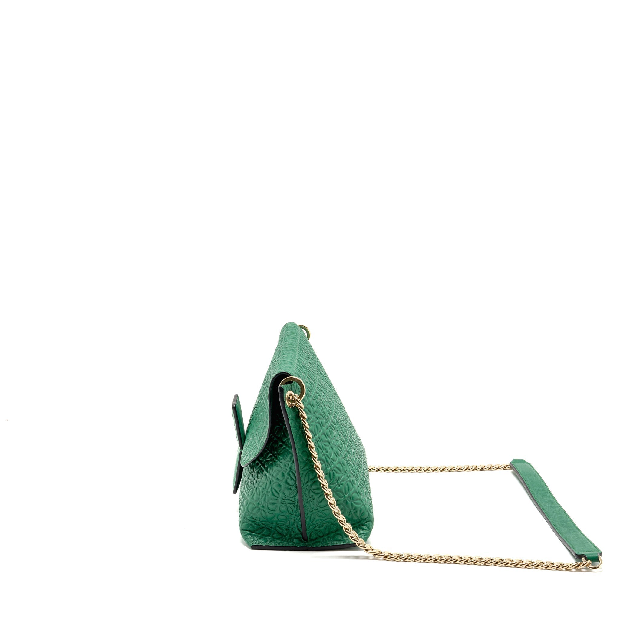 LOEWE AVENUE ANAGRAM CROSSBODY BAG EMBOSSED CALFSKIN GREEN GHW