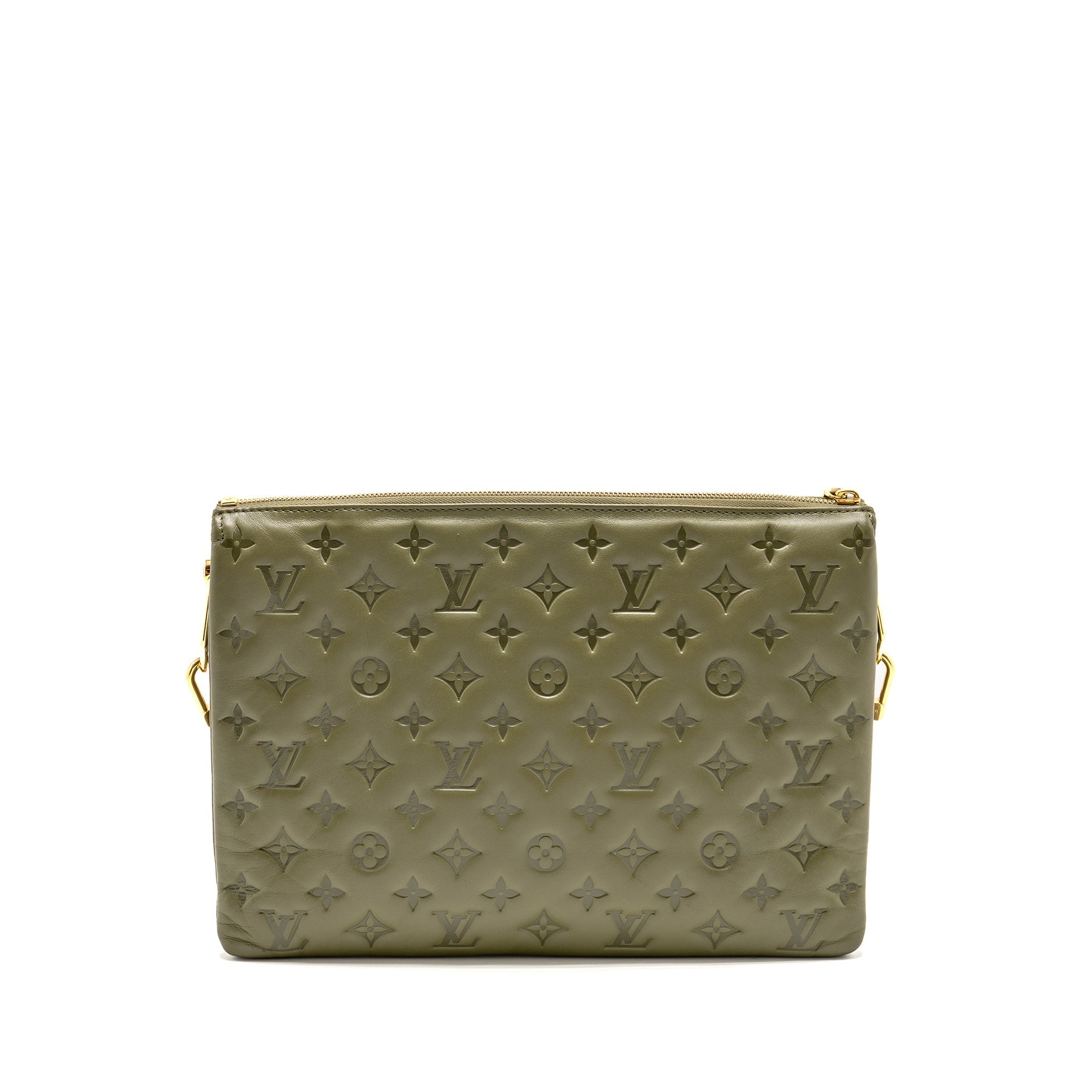 LOUIS VUITTON COUSSIN MM MONOGRAM-EMBOSSED PUFFY LAMBSKIN KHAKI GHW