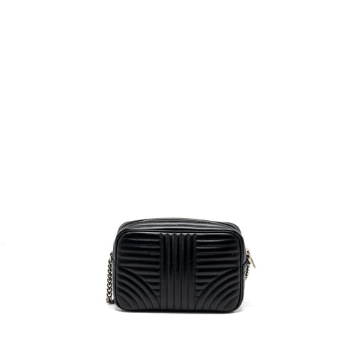 PRADA DIAGRAMME CAMERA CROSSBODY BAG CALFSKIN BLACK RUTHENIUM HARDWARE