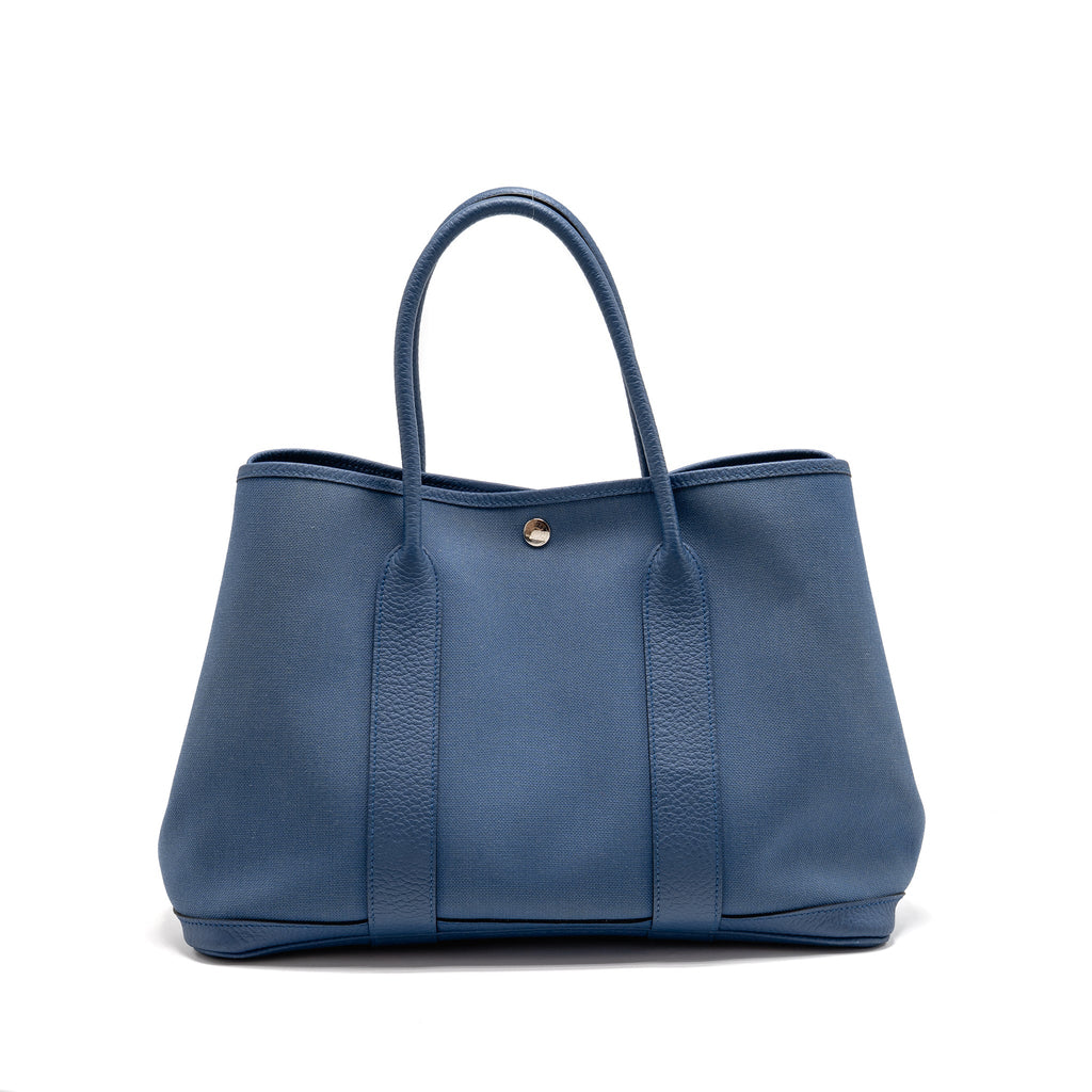 HERMES GARDEN PARTY 36 CANVAS/NEGONDA BLUE AGATE SHW