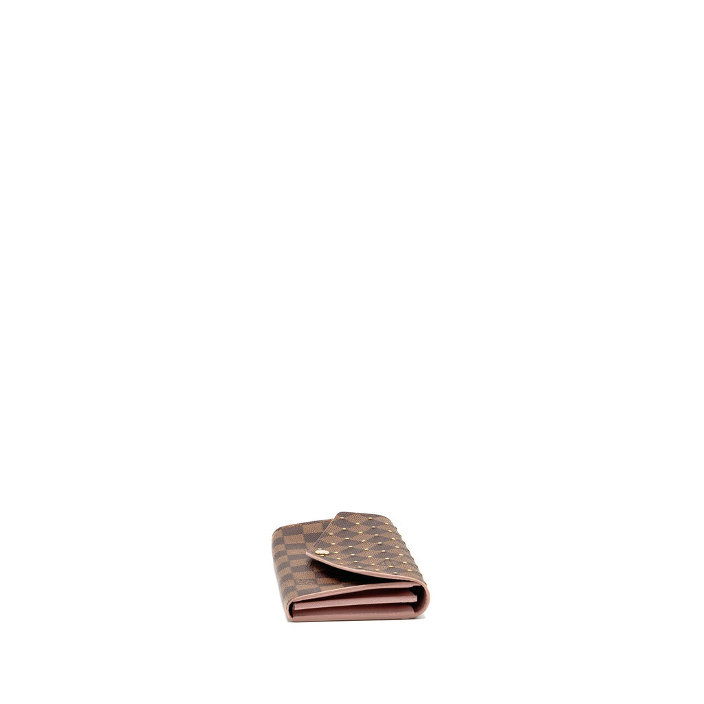 Louis Vuitton Sarah Portefeuille Long Wallet Damier Ebene Canvas Pink GHW