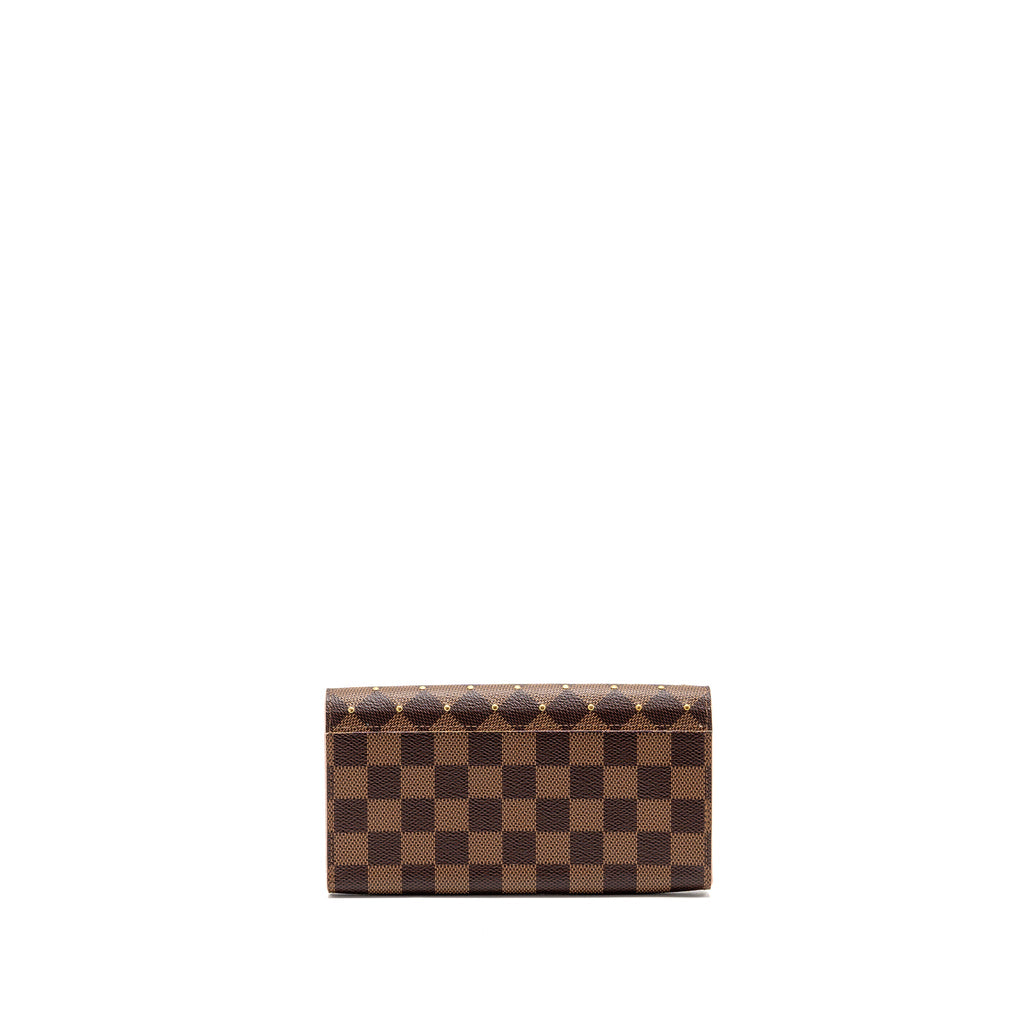 Louis Vuitton Sarah Portefeuille Long Wallet Damier Ebene Canvas Pink GHW