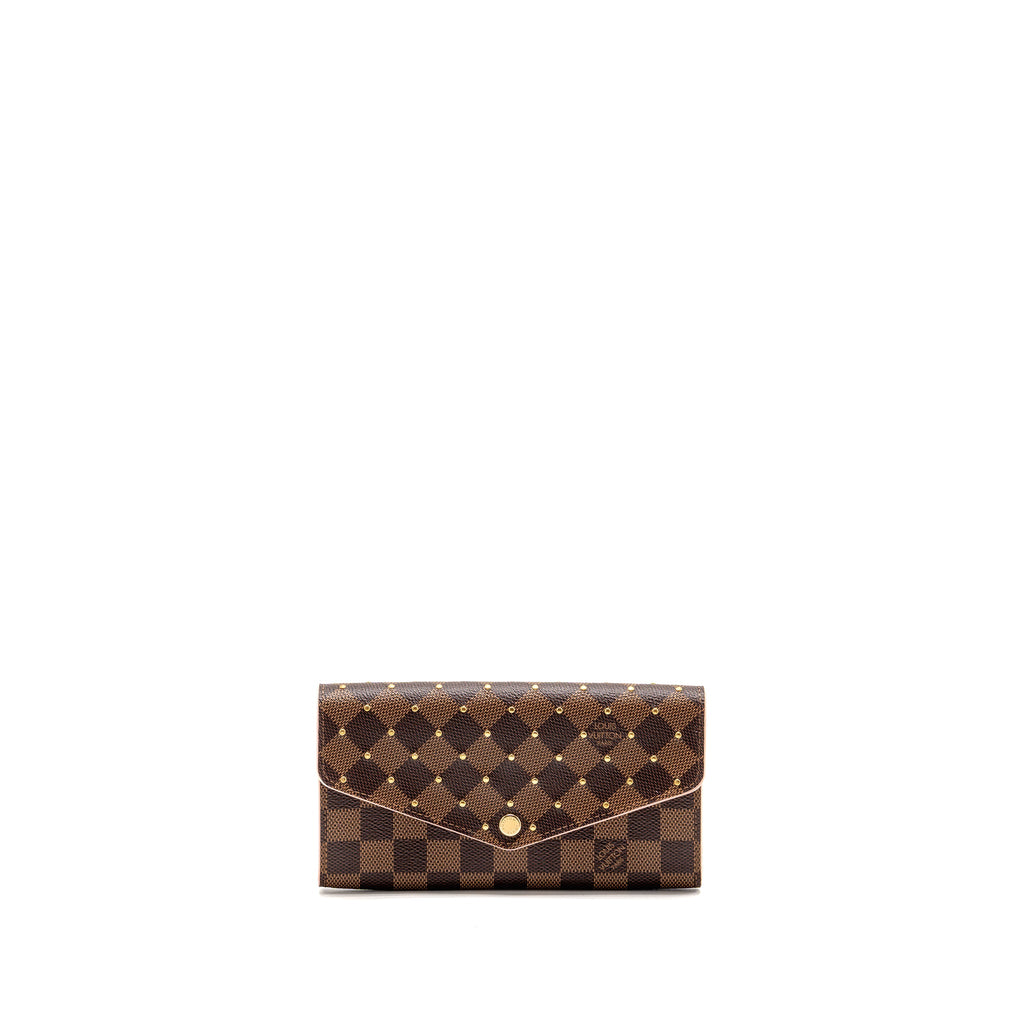 Louis Vuitton Sarah Portefeuille Long Wallet Damier Ebene Canvas Pink GHW