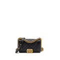 CHANEL SMALL BOY BAG GRAINED CALFSKIN BLACK GHW