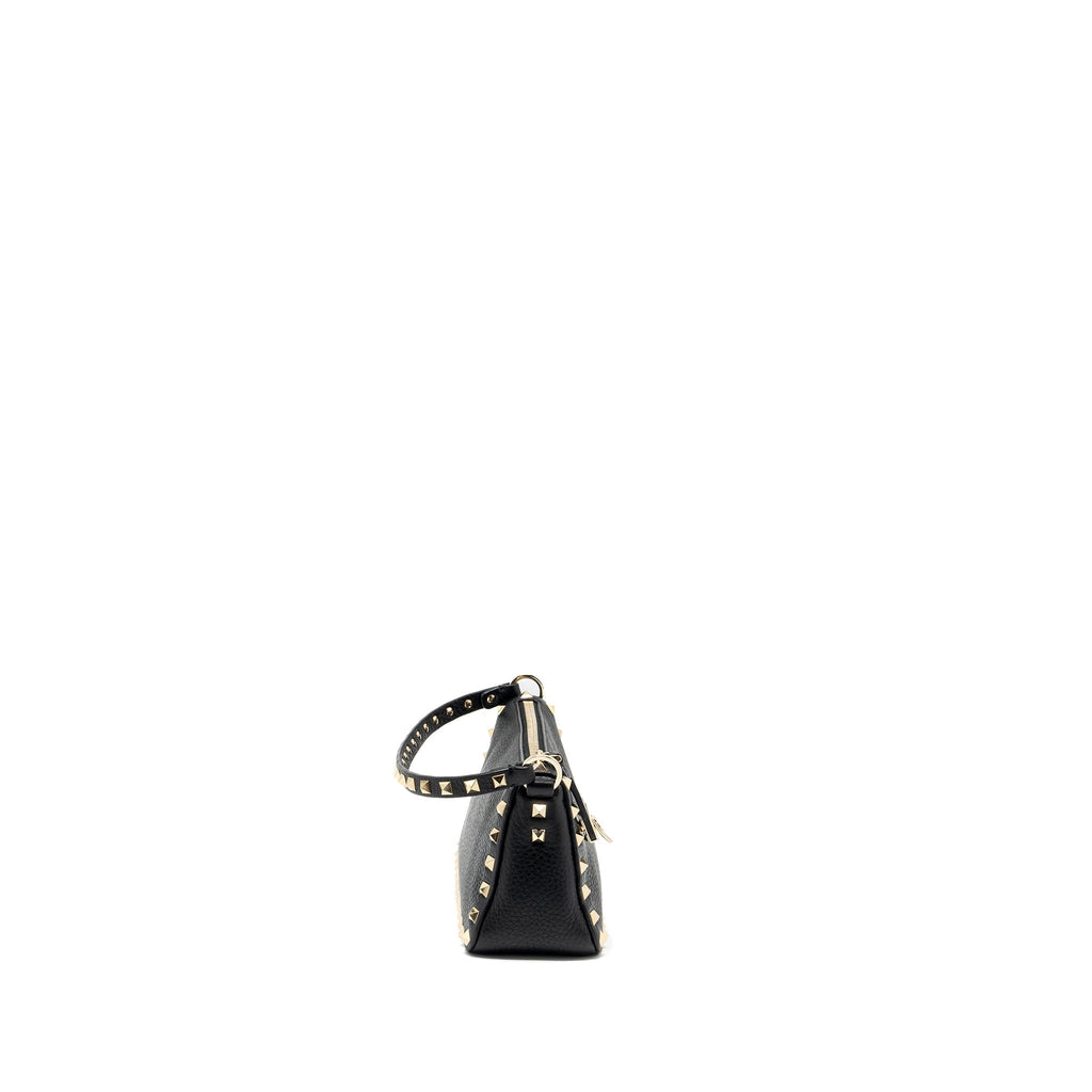 VALENTINO ROCKSTUD SMALL TOP HANDLE SHOULDER BAG CALFSKIN BLACK LGHW