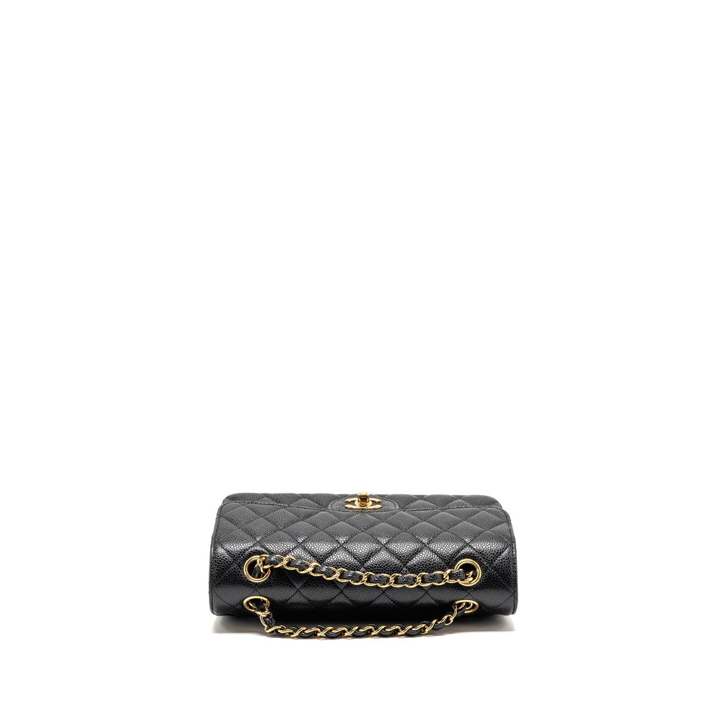 CHANEL SMALL CLASSIC DOUBLE FLAP BAG CAVIAR BLACK GHW (MICROCHIP)