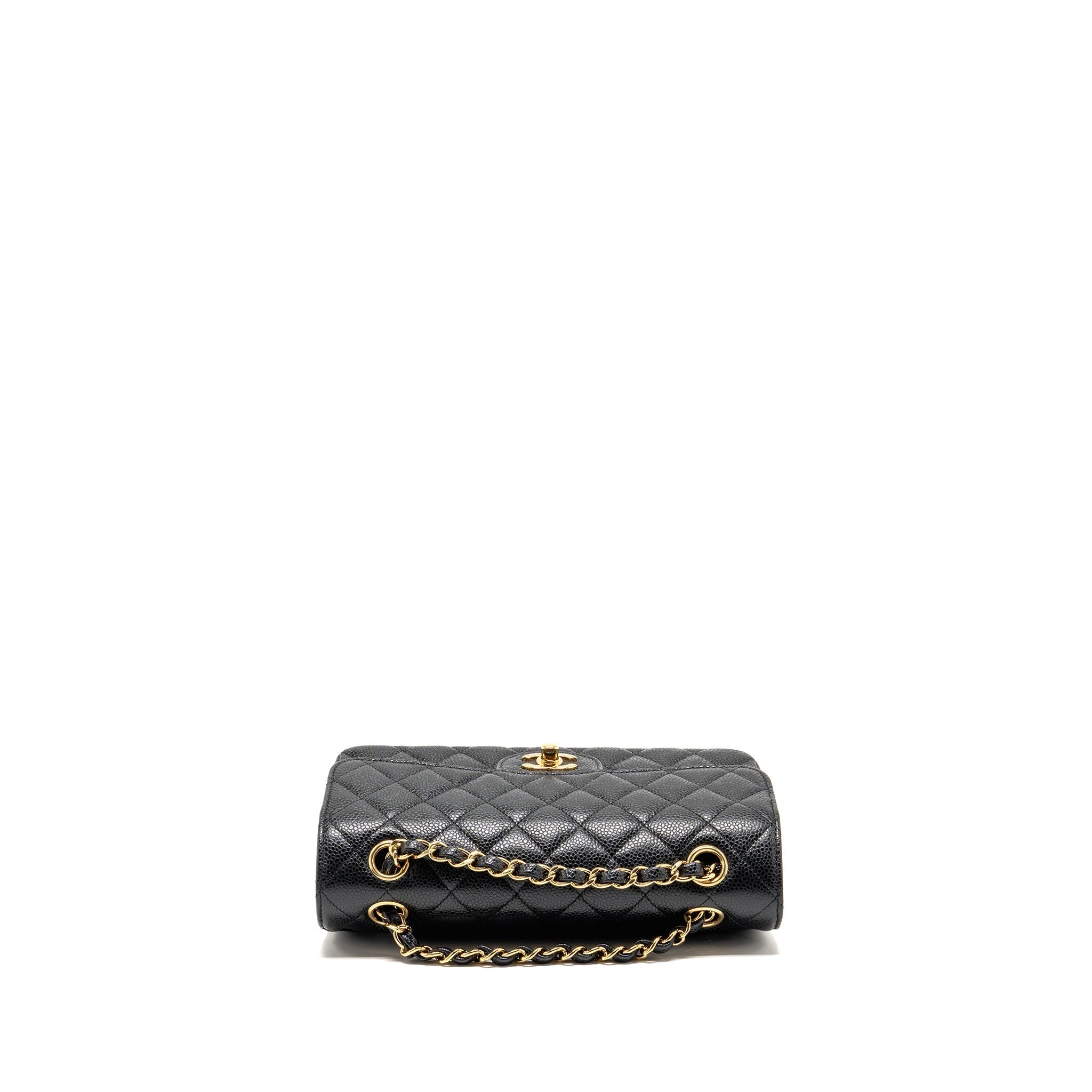 CHANEL SMALL CLASSIC DOUBLE FLAP BAG CAVIAR BLACK GHW (MICROCHIP)