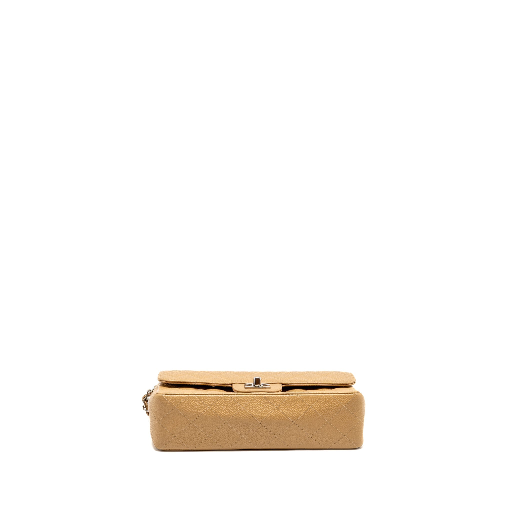 CHANEL SMALL CLASSIC DOUBLE FLAP BAG CAVIAR BEIGE SHW
