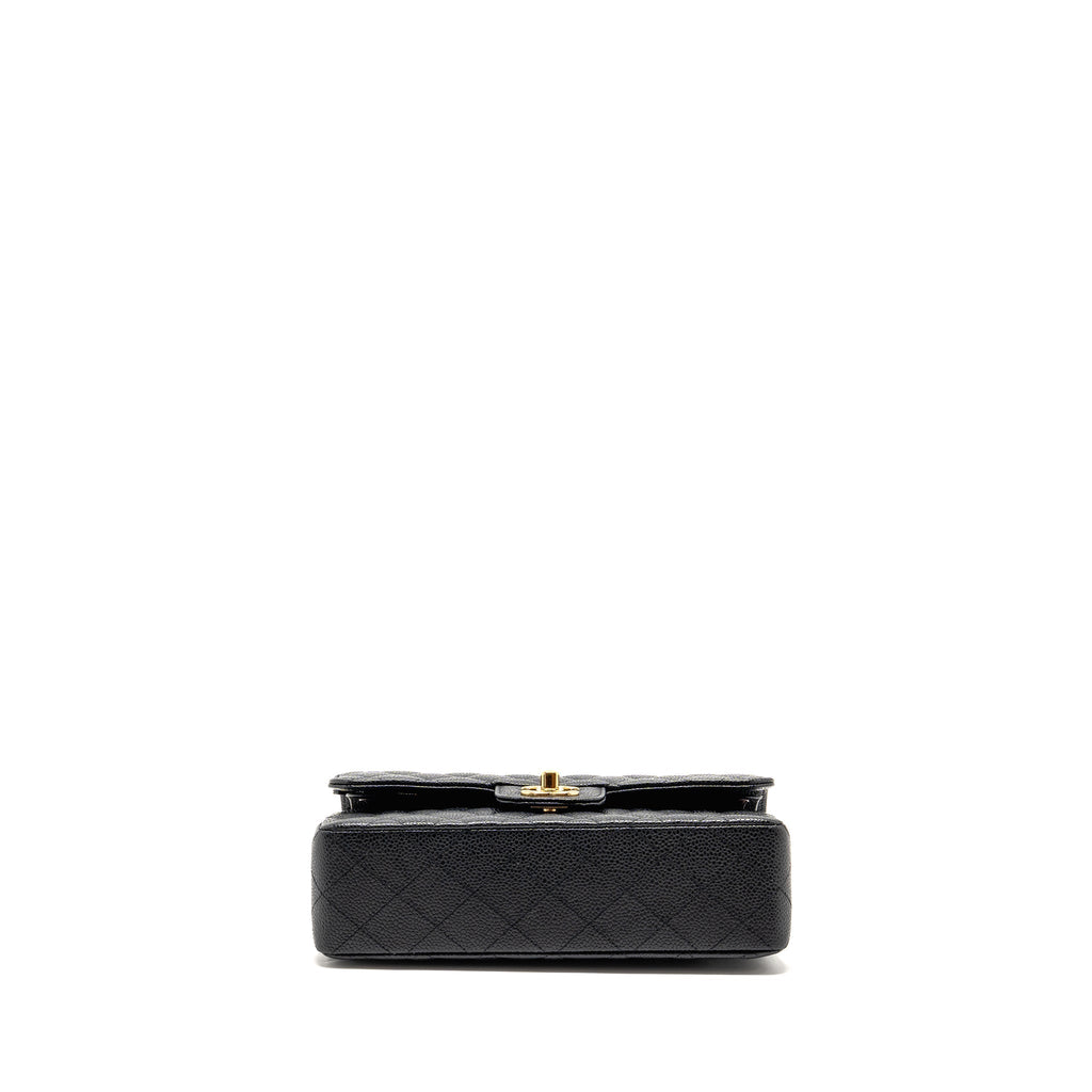 CHANEL SMALL CLASSIC DOUBLE FLAP BAG CAVIAR BLACK GHW (MICROCHIP)