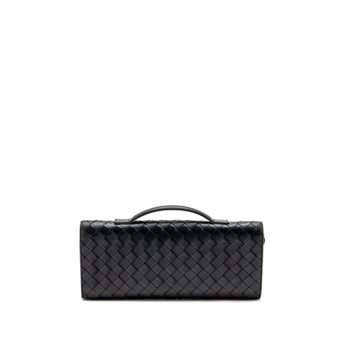 BOTTEGA VENETA ANDIAMO CLUTCH INTRECCIATO CALFSKIN BLACK GHW