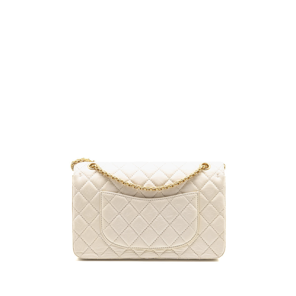 CHANEL 2.55 226 REISSUE DOUBLE FLAP BAG AGED CALFSKIN WHITE GHW
