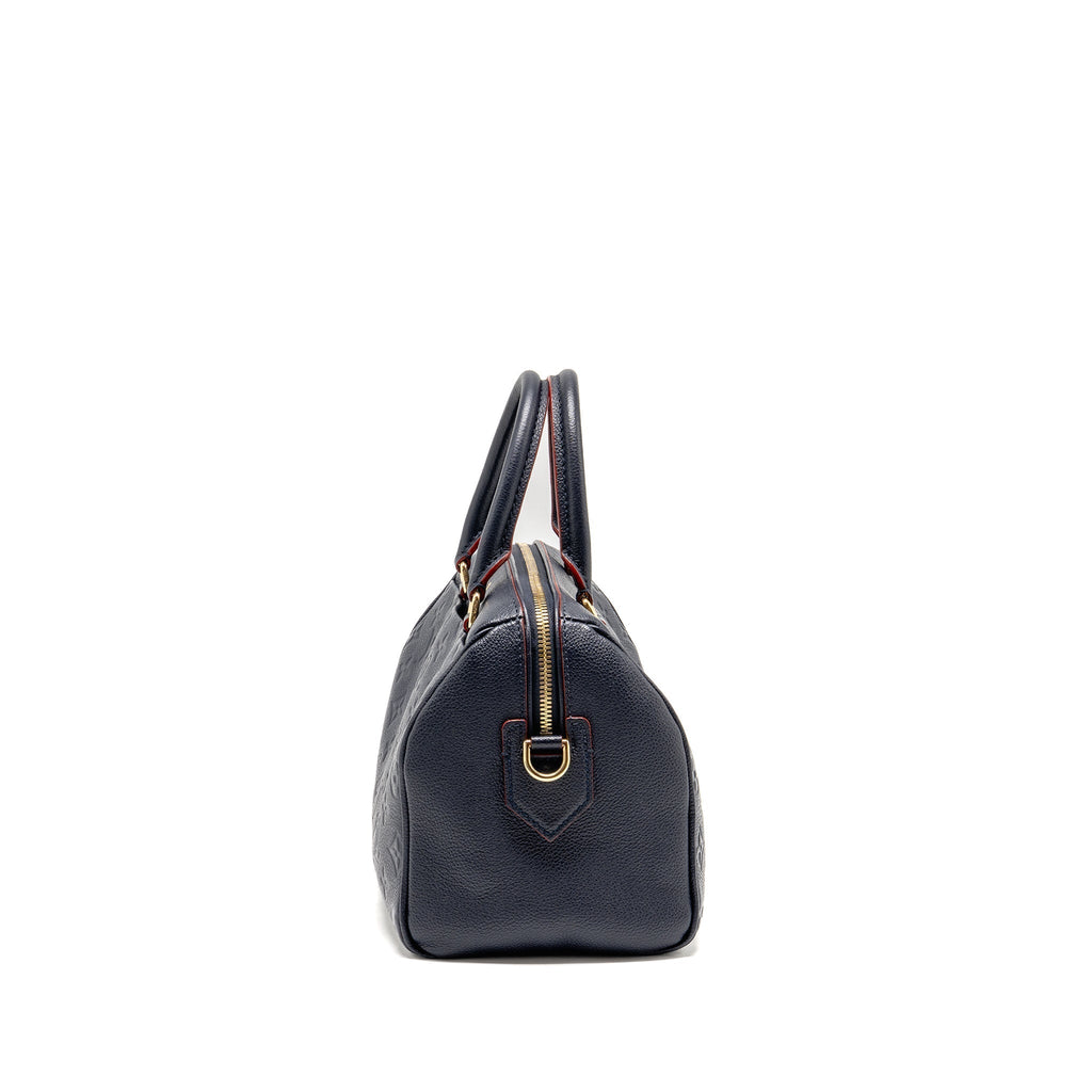 LOUIS VUITTON SPEEDY 25 BANDOULIERE MONOGRAM EMPREINTE NAVY / RED GHW