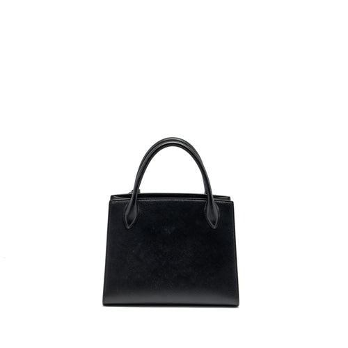 PRADA SMALL MONOCHROME TOTE BAG SAFFIANO CALFSKIN BLACK GHW