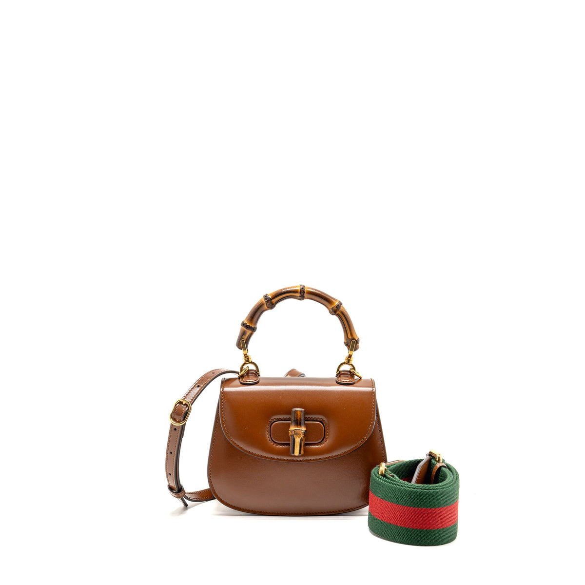 Gucci Small Bamboo 1947 Bag Cuir Leather Brown GHW
