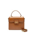 SALVATORE FERRAGAMO TOP HANDLE GANCINI BAG CALFSKIN TAN GHW
