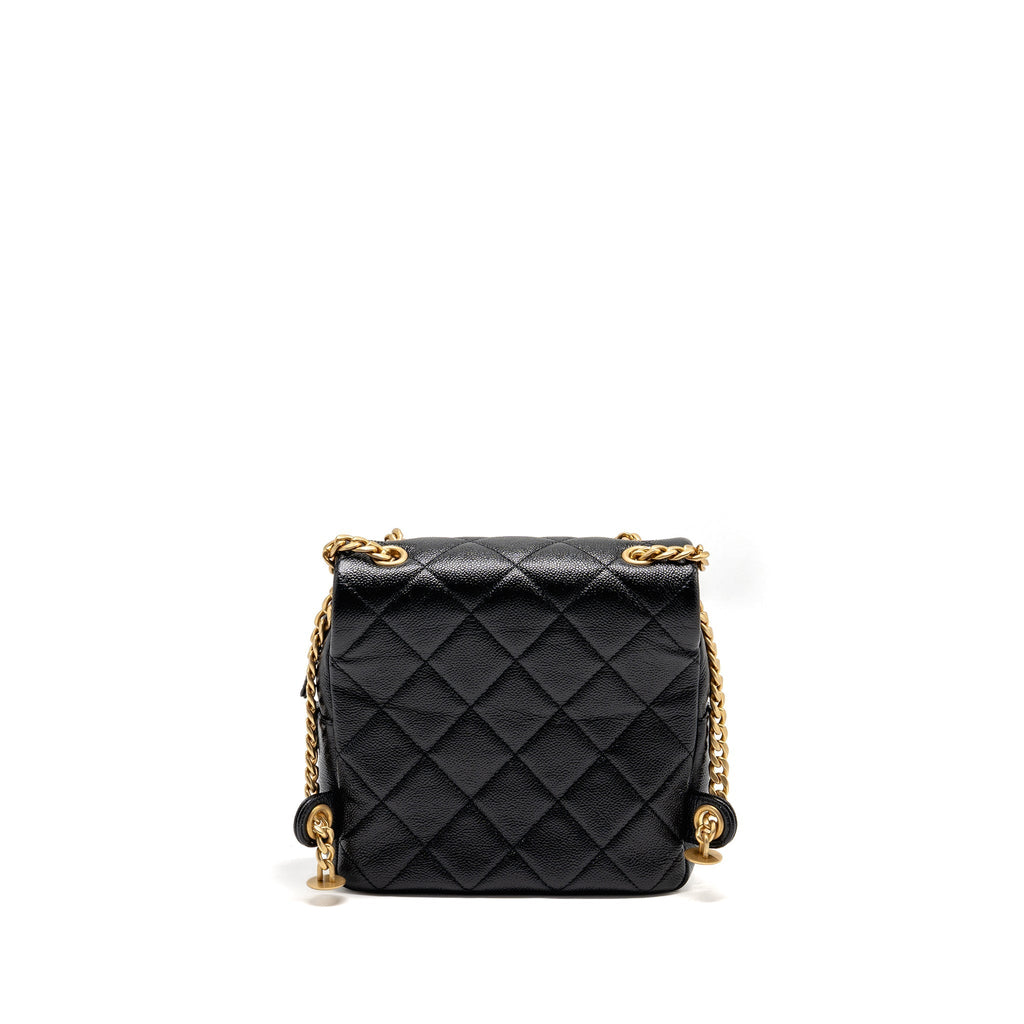 CHANEL QUILTED FLAP BACKPACK CAVIAR BLACK GHW (MICROCHIP)