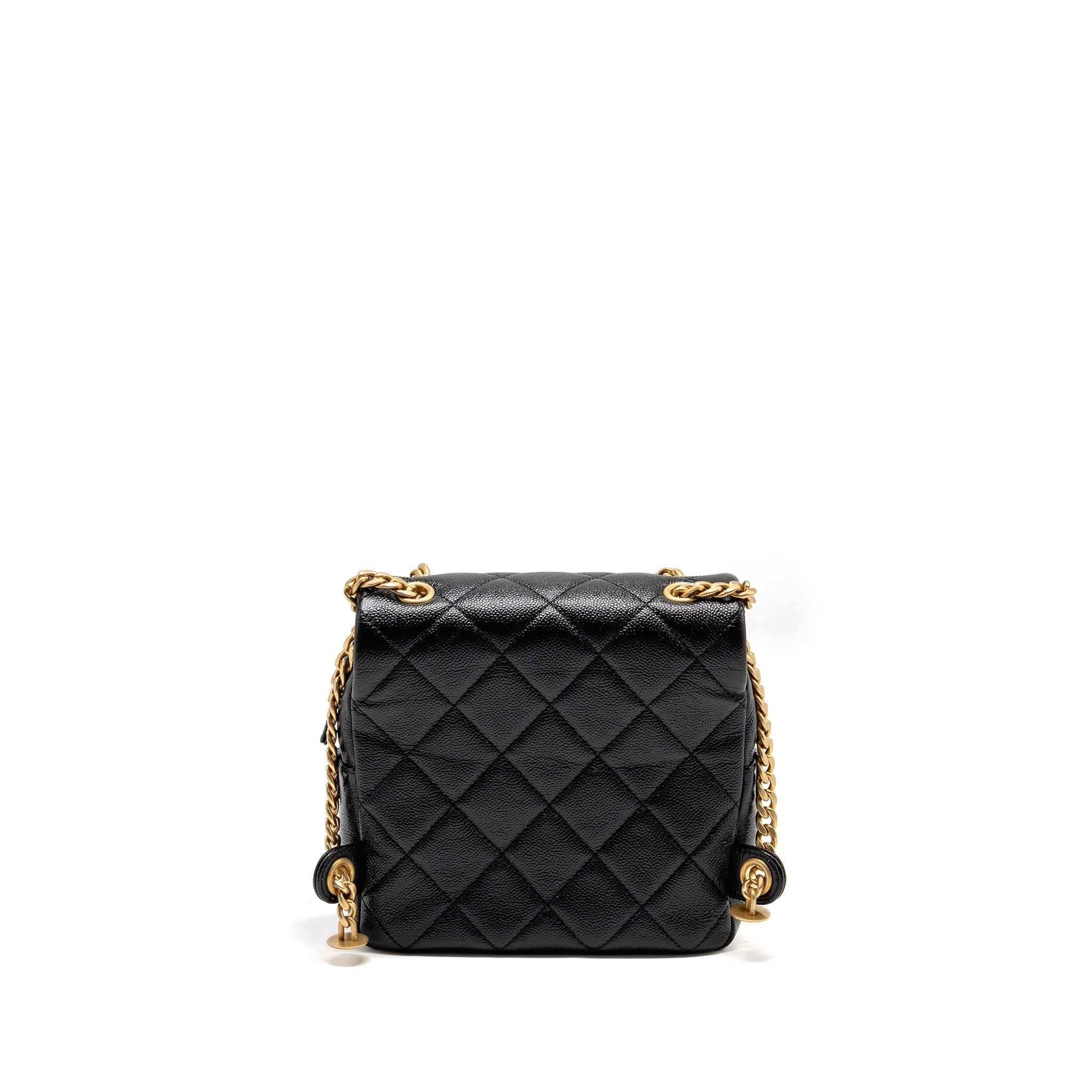 CHANEL QUILTED FLAP BACKPACK CAVIAR BLACK GHW (MICROCHIP)