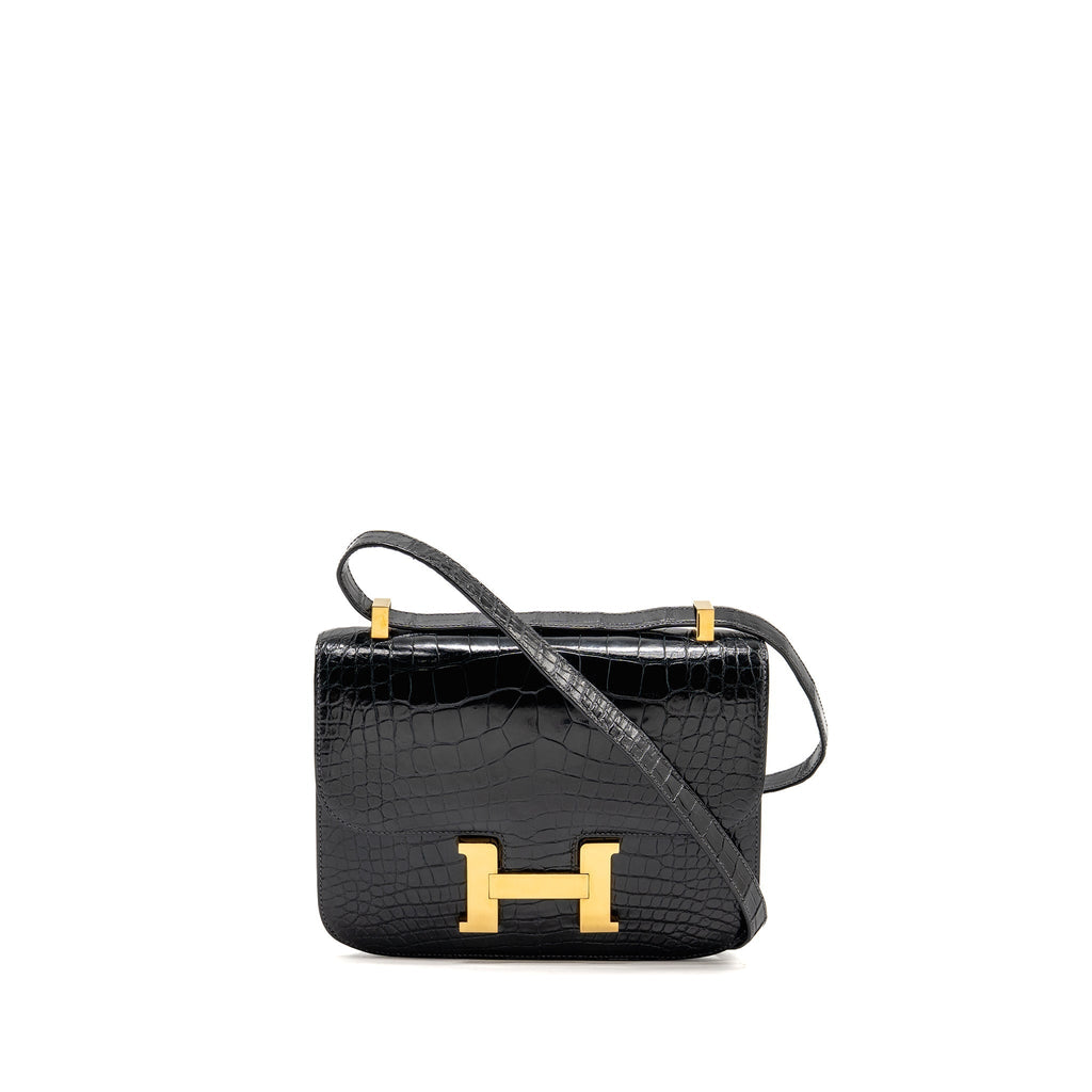 HERMES VINTAGE CONSTANCE 24 SHINY ALLIGATOR DARK BLUE GHW